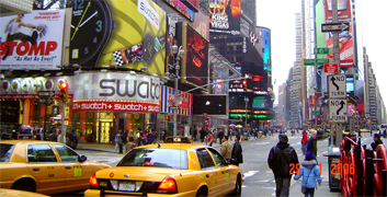 Times Square at Manhattan New York city... originally called Longacre Square, in 1904 it became known as Times Square and it is often debated as to whether it was at the bidding of New York Times owner Alfred Ochs when the New York Times headquarters were built on 42nd Street where Broadway and 7th Avenue meet or whether the owners of the independently owned subways in the neighborhood made it happen... At time square you will enjoy lights, professional marketing, news, Broadway theaters and fun